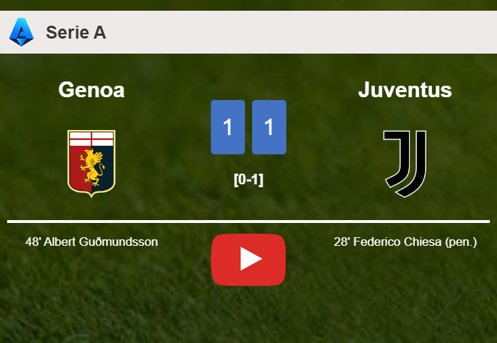 Genoa and Juventus draw 1-1 on Friday. HIGHLIGHTS
