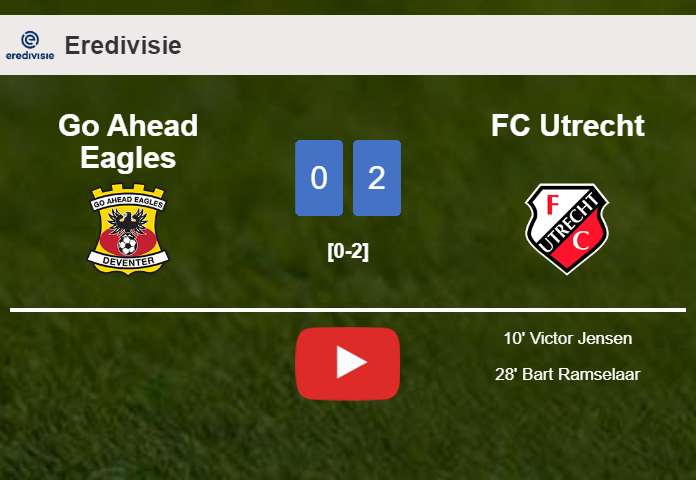 FC Utrecht prevails over Go Ahead Eagles 2-0 on Sunday. HIGHLIGHTS
