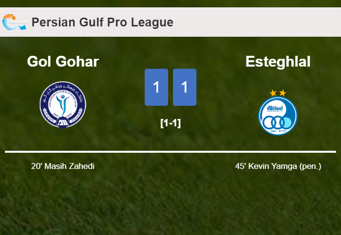 Gol Gohar and Esteghlal draw 1-1 on Sunday