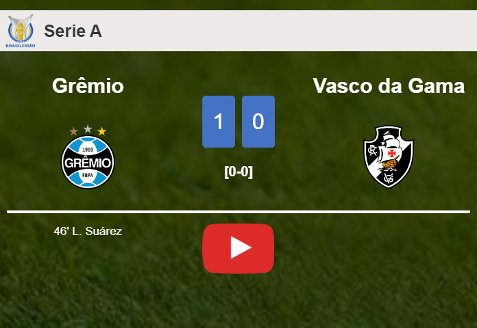 Grêmio conquers Vasco da Gama 1-0 with a goal scored by L. Suárez. HIGHLIGHTS