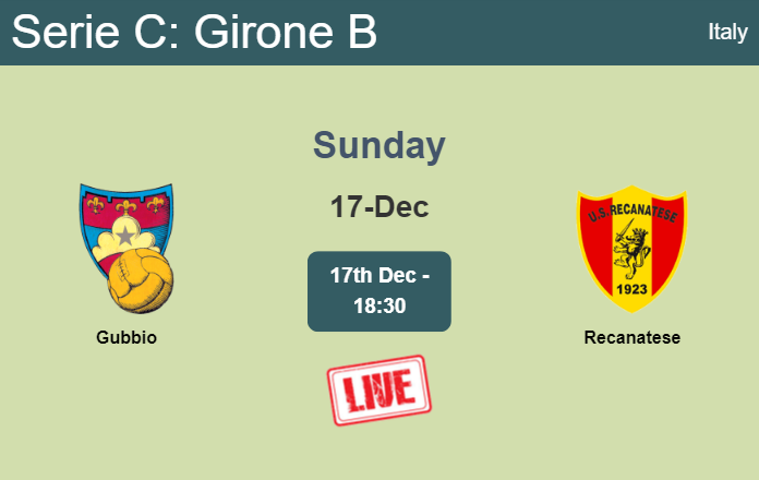 How to watch Gubbio vs. Recanatese on live stream and at what time
