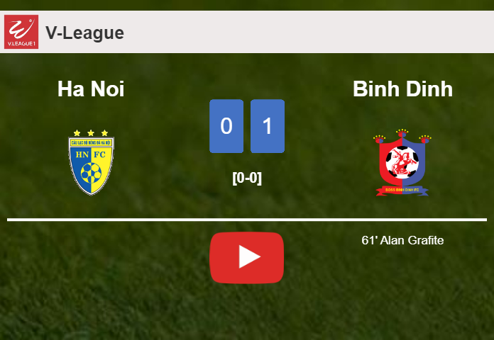 Binh Dinh defeats Ha Noi 1-0 with a goal scored by A. Grafite. HIGHLIGHTS