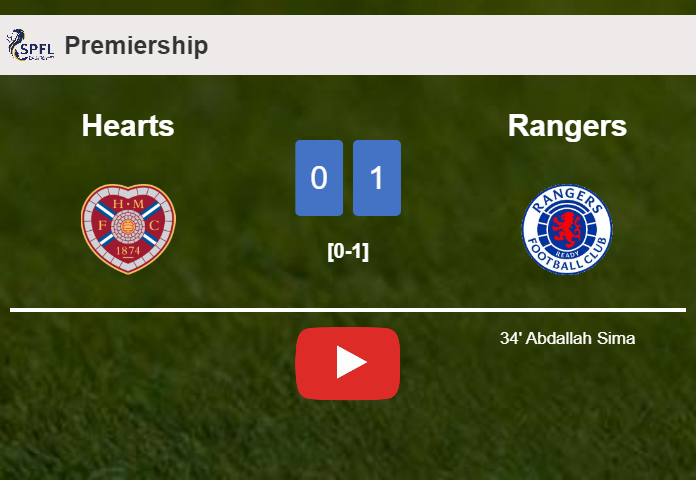 Rangers tops Hearts 1-0 with a goal scored by A. Sima. HIGHLIGHTS