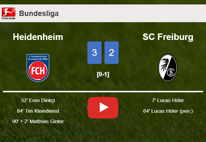Heidenheim overcomes SC Freiburg after recovering from a 1-2 deficit. HIGHLIGHTS