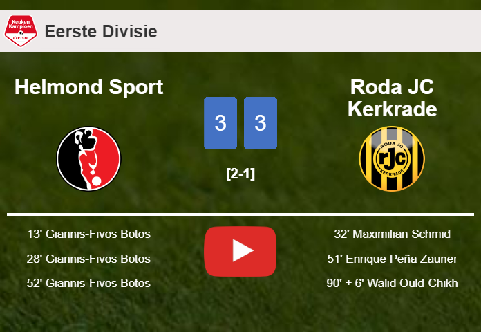 Helmond Sport and Roda JC Kerkrade draws a exciting match 3-3 on Saturday. HIGHLIGHTS
