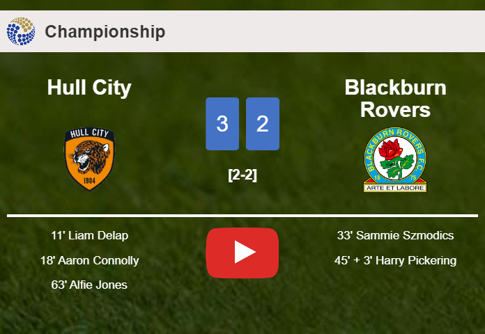 Hull City prevails over Blackburn Rovers 3-2. HIGHLIGHTS