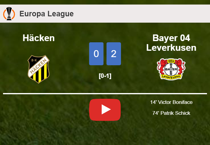 Bayer 04 Leverkusen beats Häcken 2-0 on Thursday. HIGHLIGHTS
