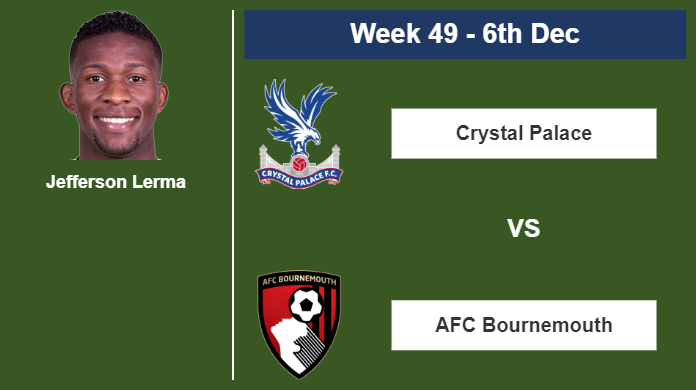 FANTASY PREMIER LEAGUE. Jefferson Lerma statistics before playing vs AFC Bournemouth on Wednesday 6th of December for the 49th week.
