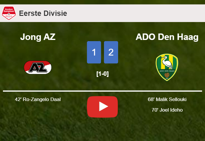 ADO Den Haag recovers a 0-1 deficit to beat Jong AZ 2-1. HIGHLIGHTS