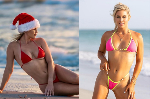Karin Hart Poses As Santa Alongside Beach