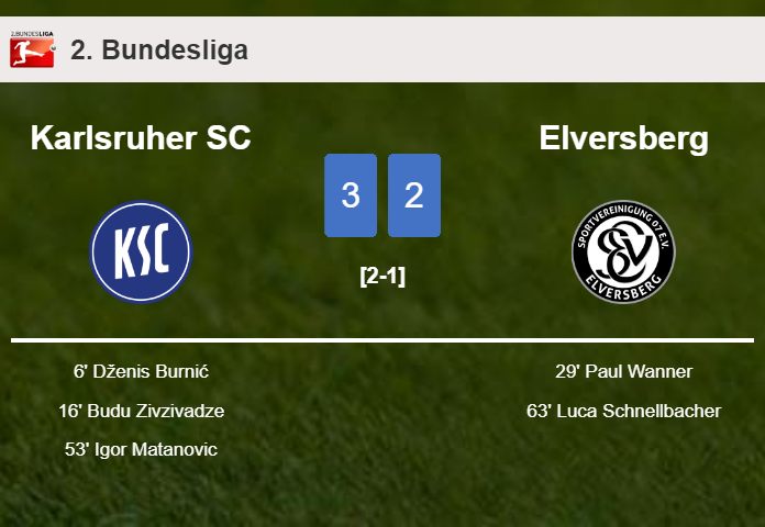 Karlsruher SC prevails over Elversberg 3-2