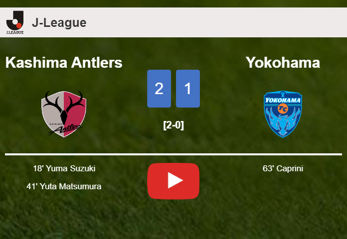 Kashima Antlers conquers Yokohama 2-1. HIGHLIGHTS