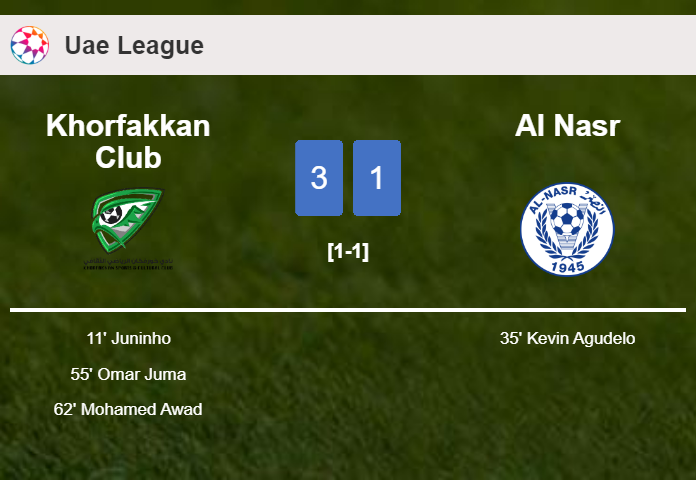 Khorfakkan Club conquers Al Nasr 3-1