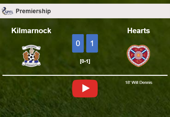 Hearts tops Kilmarnock 1-0 with a late and unfortunate own goal from W. Dennis. HIGHLIGHTS