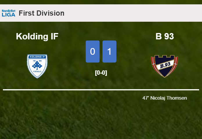 B 93 beats Kolding IF 1-0 with a goal scored by N. Thomsen