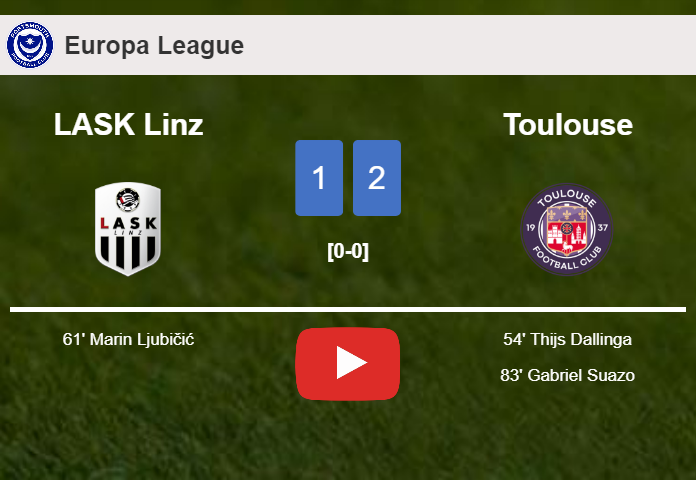 Toulouse overcomes LASK Linz 2-1. HIGHLIGHTS