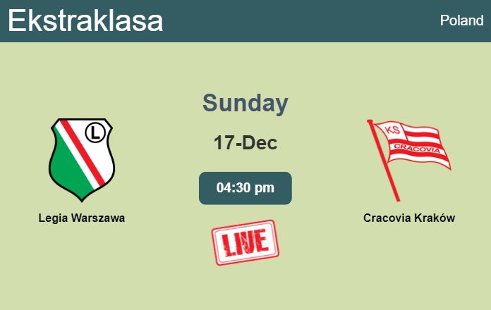 How to watch Legia Warszawa vs. Cracovia Kraków on live stream and at what time