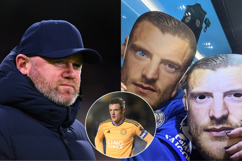 Leicester Fans Playfully Taunt Wayne Rooney With Jamie Vardy Masks