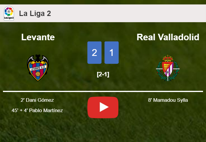 Levante prevails over Real Valladolid 2-1. HIGHLIGHTS