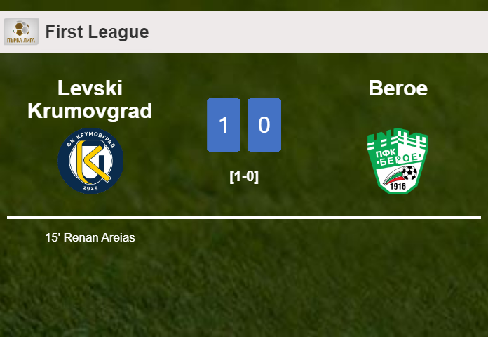 Levski Krumovgrad prevails over Beroe 1-0 with a goal scored by R. Areias