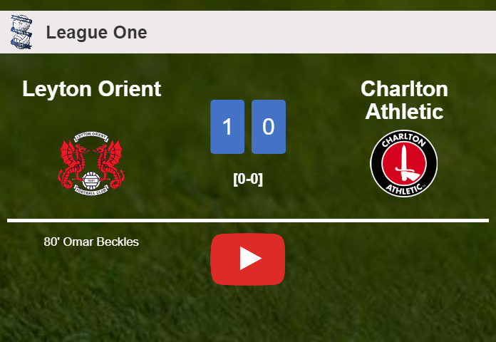 Leyton Orient prevails over Charlton Athletic 1-0 with a goal scored by O. Beckles. HIGHLIGHTS