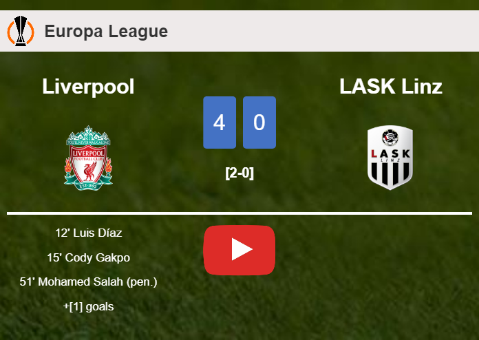 Liverpool estinguishes LASK Linz 4-0 playing a great match. HIGHLIGHTS