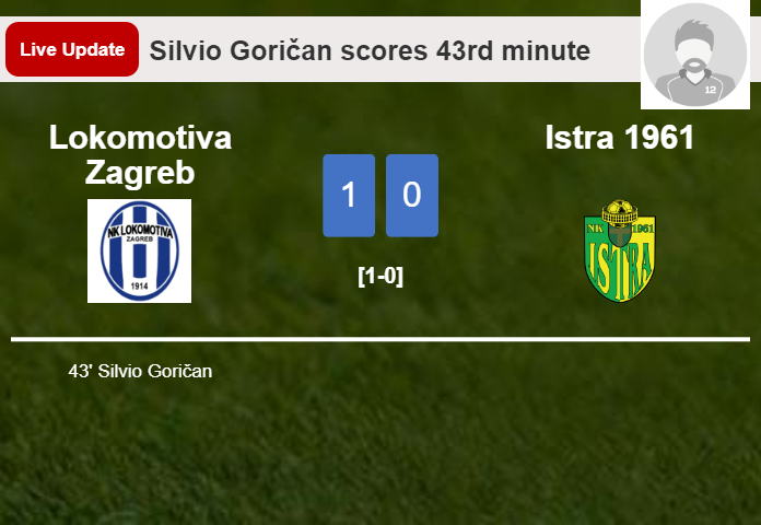LIVE UPDATES. Lokomotiva Zagreb leads Istra 1961 1-0 after Silvio Goričan scored in the 43rd minute