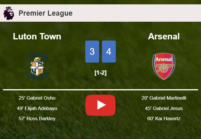 Arsenal prevails over Luton Town 4-3. HIGHLIGHTS