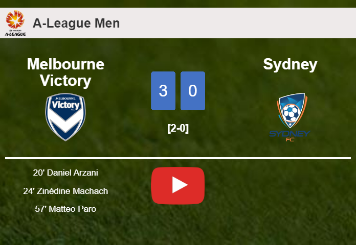 Melbourne Victory prevails over Sydney 3-0. HIGHLIGHTS