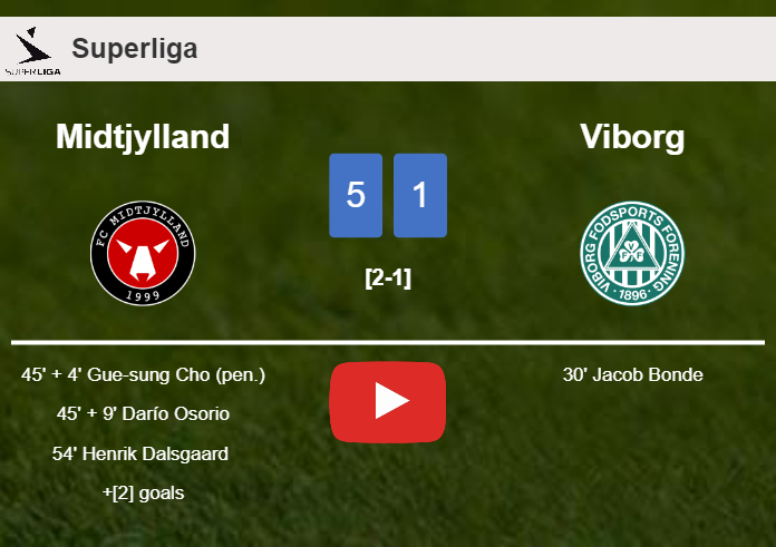 Midtjylland crushes Viborg 5-1 with a fantastic performance. HIGHLIGHTS