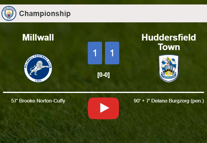 Huddersfield Town grabs a draw against Millwall. HIGHLIGHTS