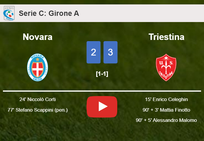 Triestina prevails over Novara after recovering from a 2-1 deficit. HIGHLIGHTS