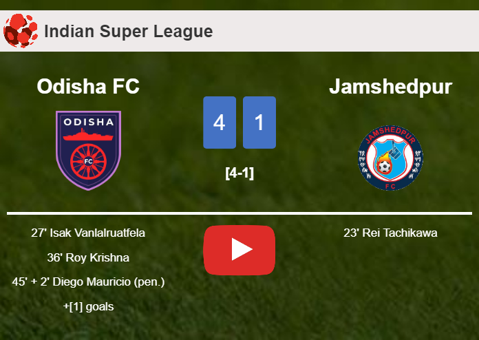 Odisha FC estinguishes Jamshedpur 4-1 . HIGHLIGHTS