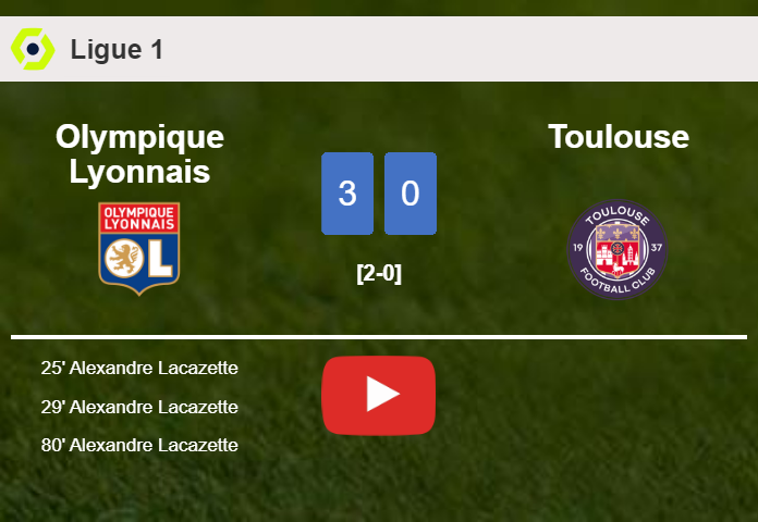 Olympique Lyonnais obliterates Toulouse with 3 goals from A. Lacazette. HIGHLIGHTS