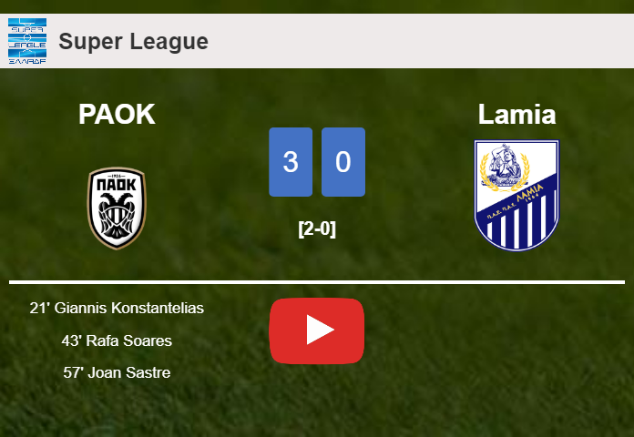 PAOK overcomes Lamia 3-0. HIGHLIGHTS