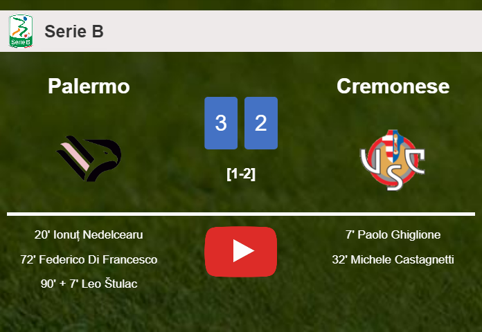Palermo prevails over Cremonese after recovering from a 1-2 deficit. HIGHLIGHTS