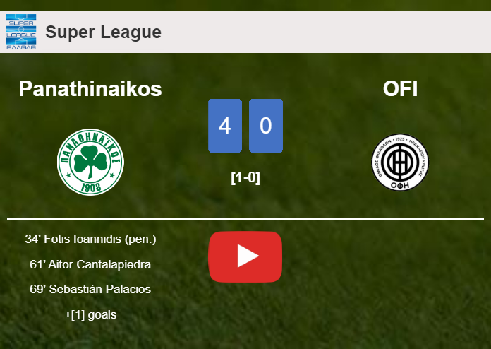 Panathinaikos crushes OFI 4-0 with a superb performance. HIGHLIGHTS