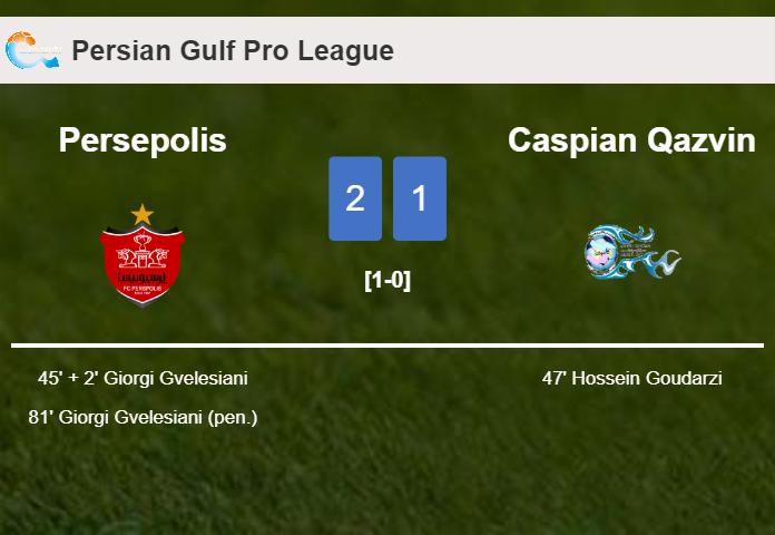 Persepolis beats Caspian Qazvin 2-1 with G. Gvelesiani scoring 2 goals