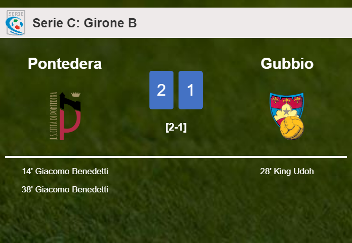 Pontedera overcomes Gubbio 2-1 with G. Benedetti scoring 2 goals