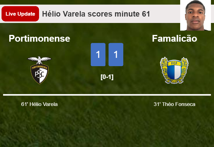LIVE UPDATES. Portimonense draws Famalicão with a goal from Hélio Varela in the 61 minute and the result is 1-1