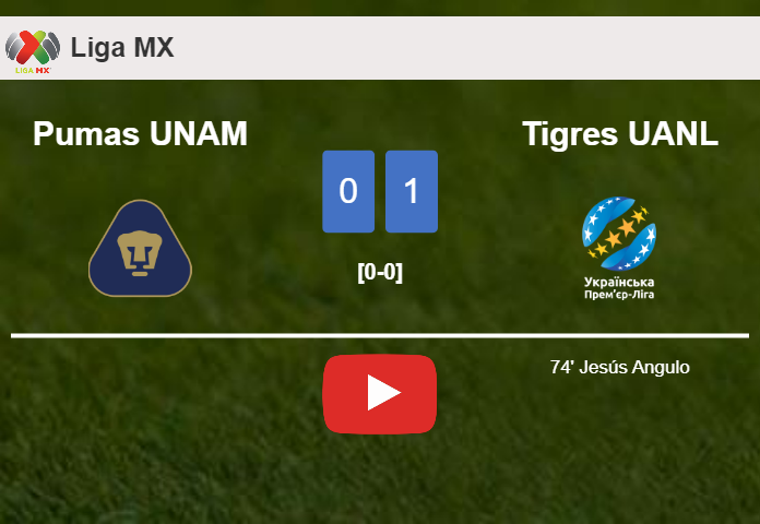 Tigres UANL tops Pumas UNAM 1-0 with a goal scored by J. Angulo. HIGHLIGHTS