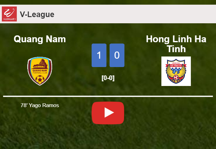 Quang Nam prevails over Hong Linh Ha Tinh 1-0 with a goal scored by Y. Ramos. HIGHLIGHTS