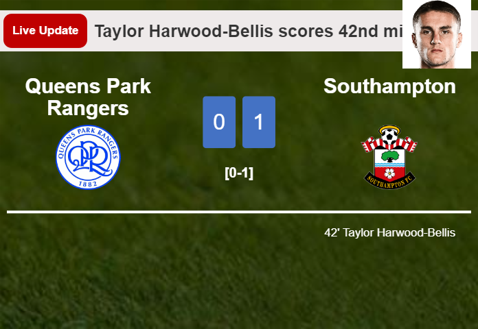 LIVE UPDATES. Southampton leads Queens Park Rangers 1-0 after Taylor Harwood-Bellis scored in the 42nd minute