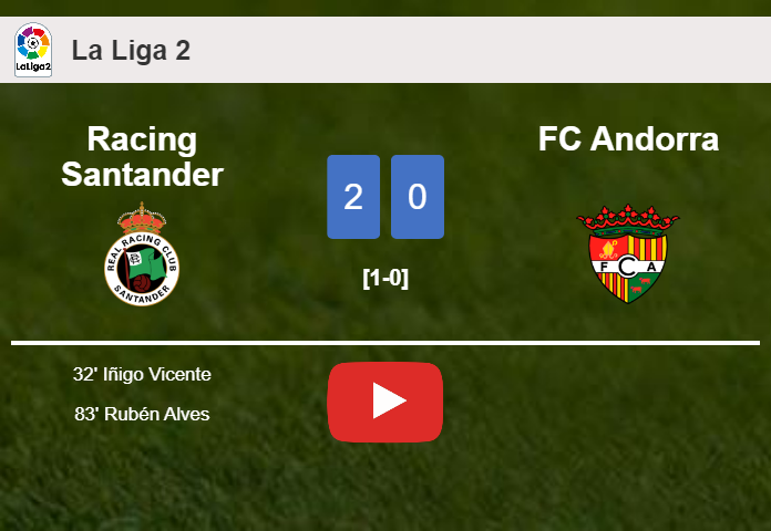 Racing Santander surprises FC Andorra with a 2-0 win. HIGHLIGHTS