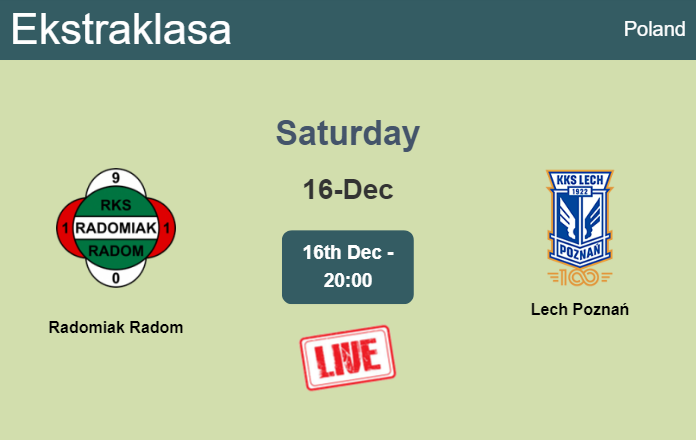 How to watch Radomiak Radom vs. Lech Poznań on live stream and at what time