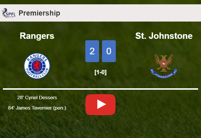 Rangers beats St. Johnstone 2-0 on Wednesday. HIGHLIGHTS