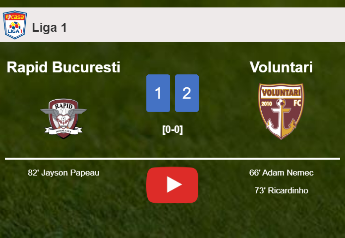 Voluntari defeats Rapid Bucuresti 2-1. HIGHLIGHTS