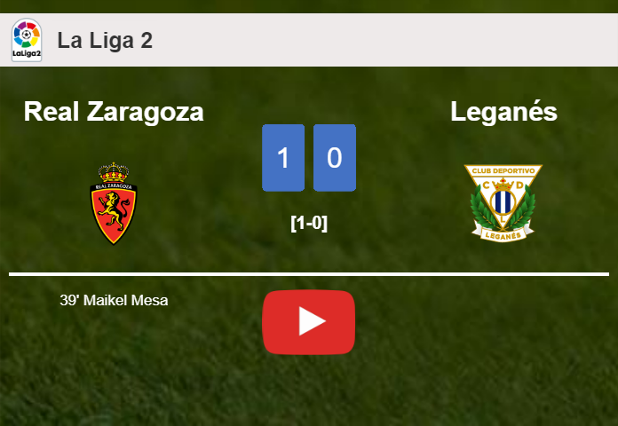 Real Zaragoza conquers Leganés 1-0 with a goal scored by M. Mesa. HIGHLIGHTS