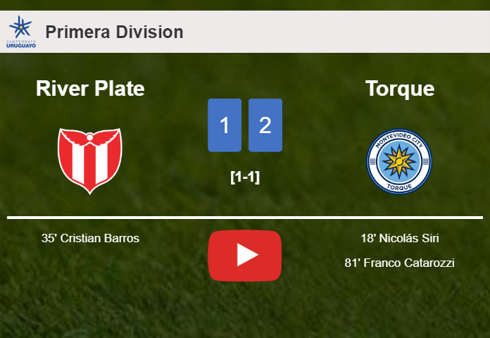 Torque beats River Plate 2-1. HIGHLIGHTS