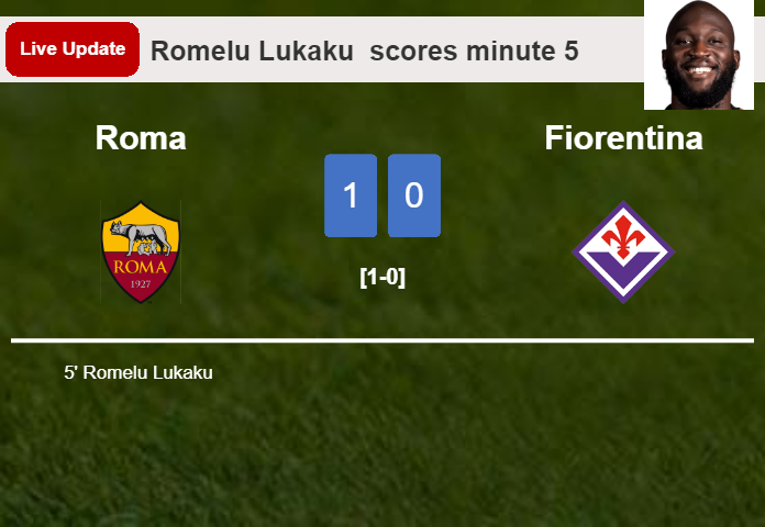 LIVE UPDATES. Roma leads Fiorentina 1-0 after Romelu Lukaku  scored in the 5 minute